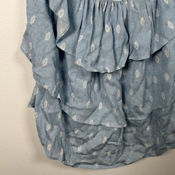 MISA Los Angles Women's Top Sleeveless Blye White Ruffle Layered Festival XS - Picture 2 of 8